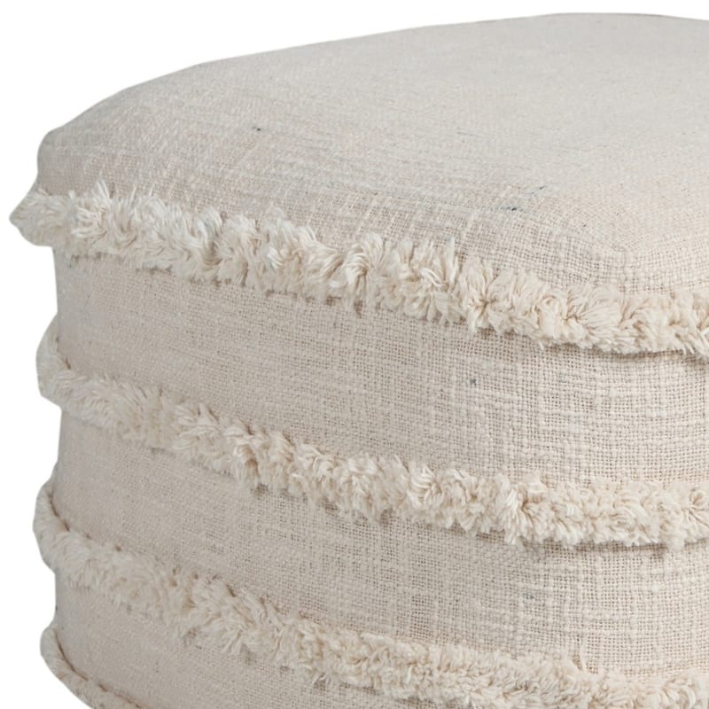 18" Cotton Striped Pouf Ottoman for Living Room, Bedroom or Office