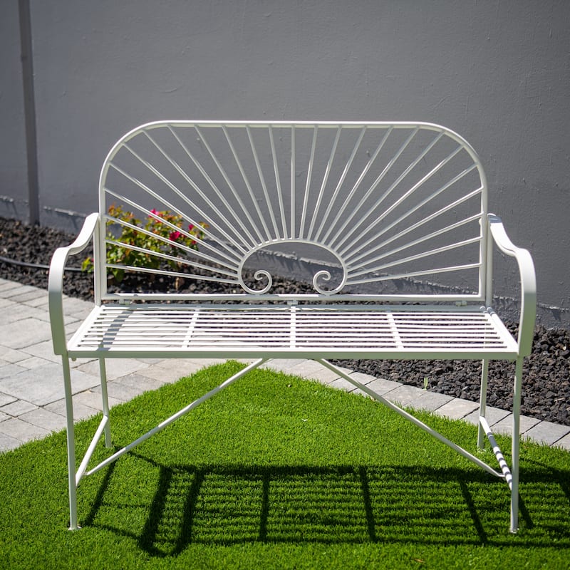 XBrand 44"L Iron Sun-Patterned Seat for Two Indoor/Outdoor Bench