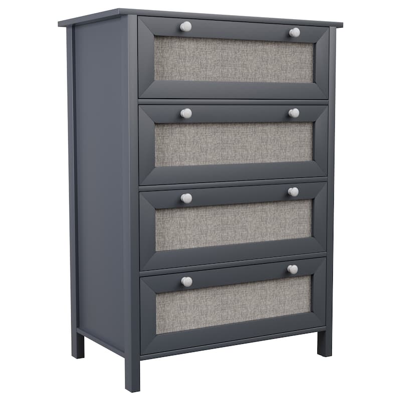 White 4-drawer Fabric Chest with Round Pulls for Easy Access to Interior Items
