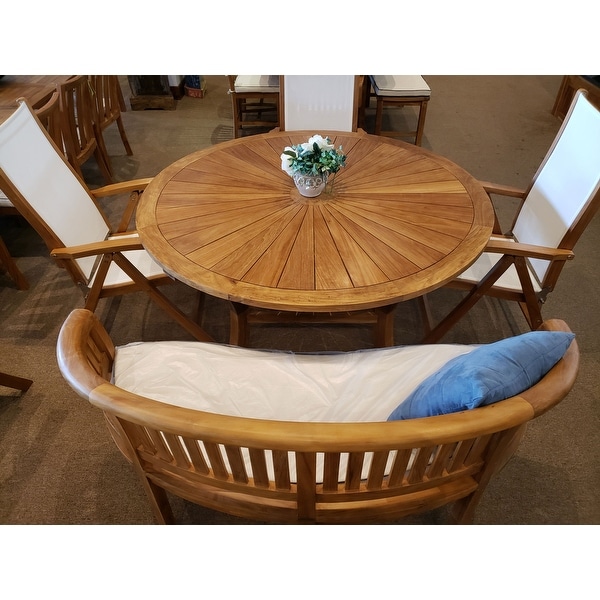 Chic Teak Sun Teak Wood Indoor Outdoor Dining Table 47 Inch