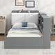 preview thumbnail 14 of 23, Twin Wooden Platform Bed Frame with Upholstered Storage Headboard Antique Gray - Twin