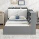 preview thumbnail 11 of 12, Wood Twin Size platform bed with Storage Headboard, Shelves and 2 Drawers