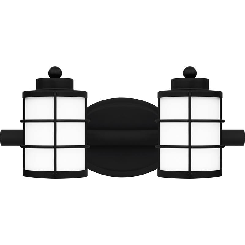 Hazlett 2-Light Matte Black Vanity Light