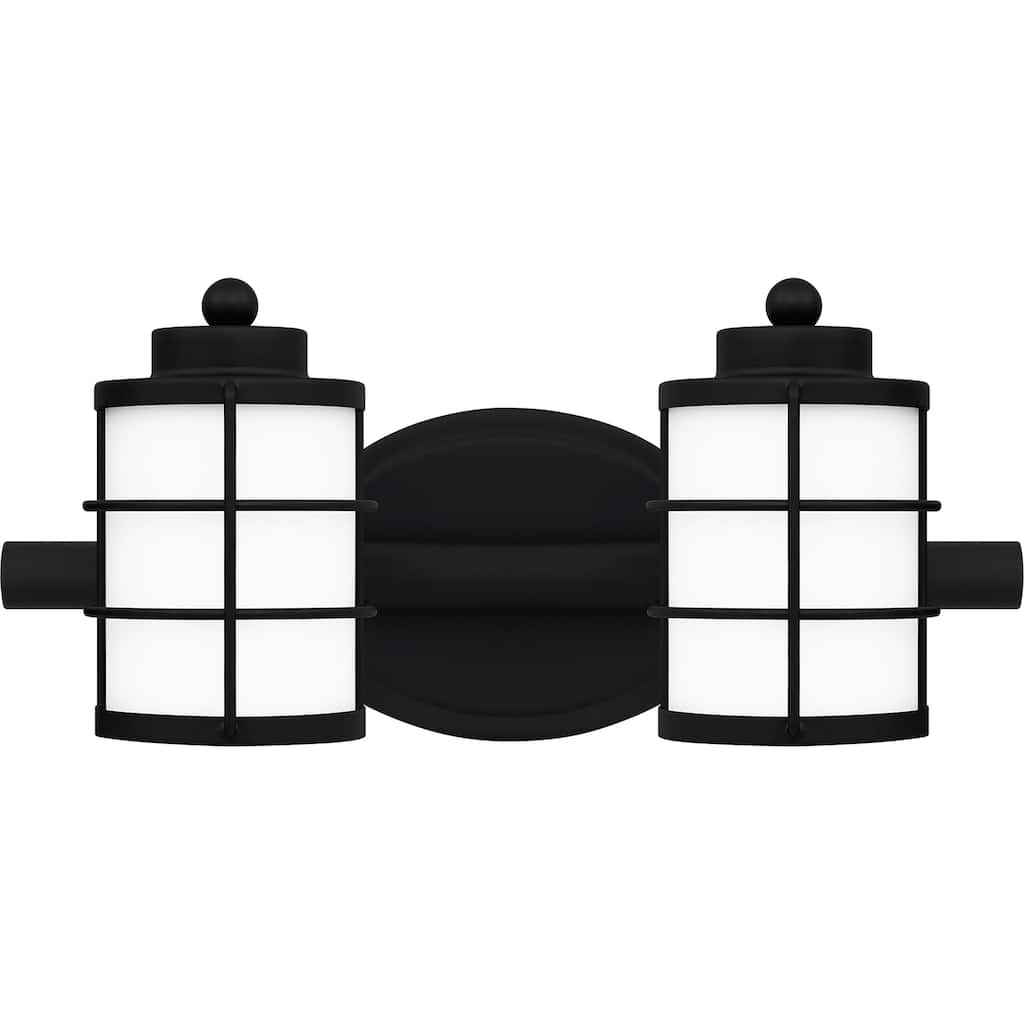 Hazlett 2-Light Matte Black Vanity Light