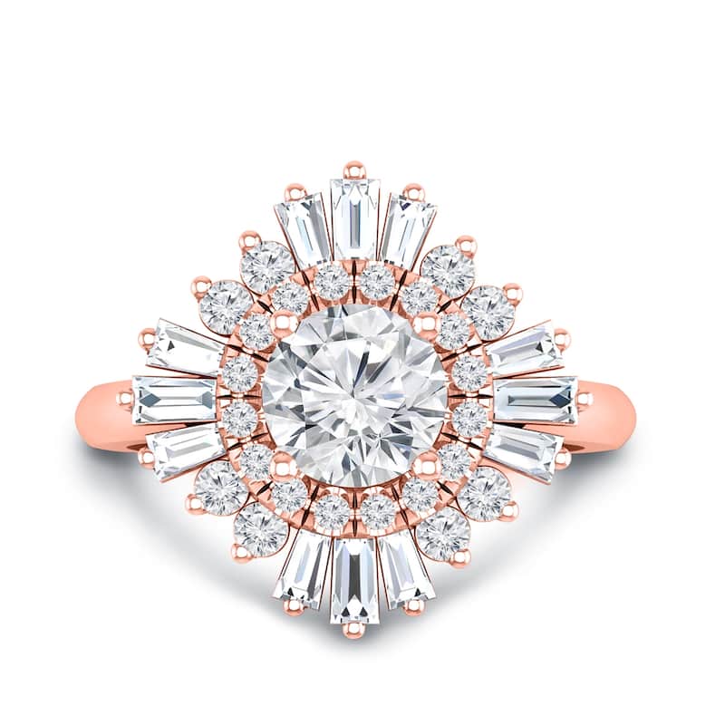 Auriya 14k Gold 1 1/2ctw Ballerina Halo Diamond Engagement Ring Certified (G-H, VS1-VS2)