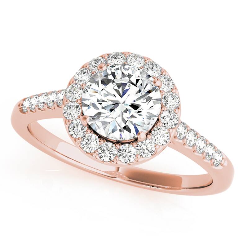 Auriya 14k-Rose Gold Lab Grown Round Diamond Halo Engagement Ring 0.50 to 5.00 ct. tw. (F-G VS)