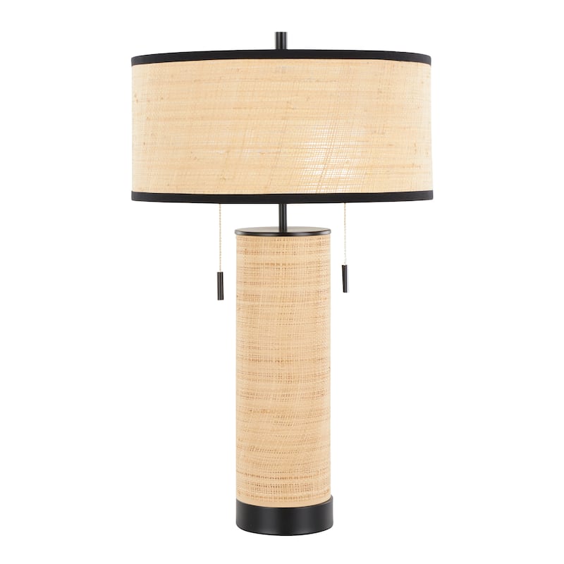 The Curated Nomad Leah 29" Rattan Table Lamp - Natural Rattan/Black Metal