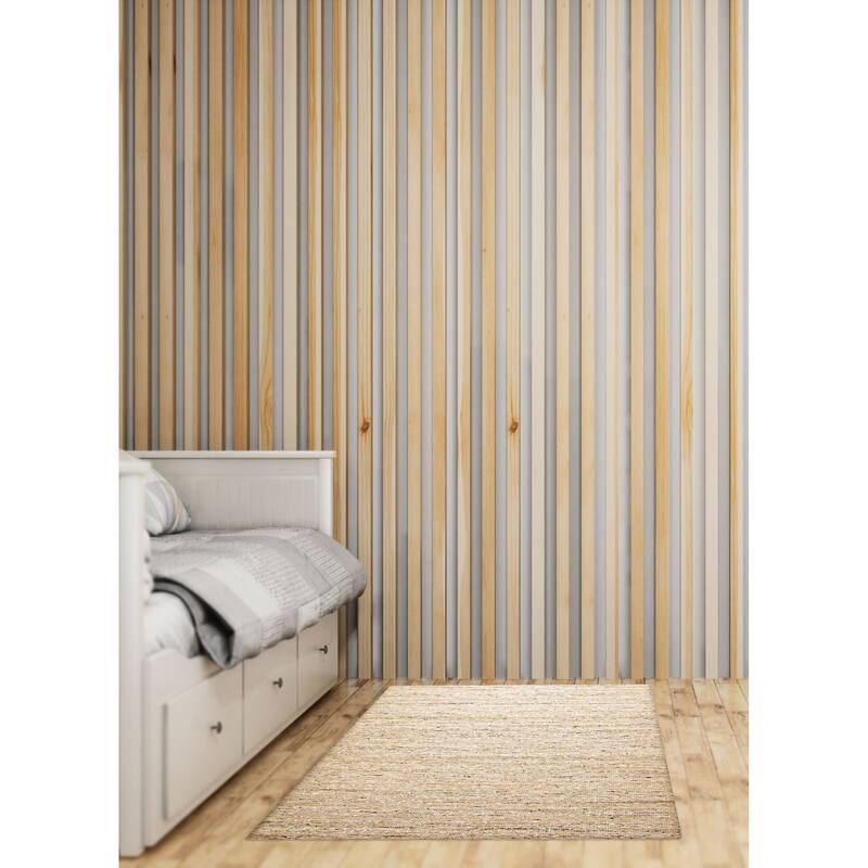 ECARPETGALLERY Braid weave Sienna Beige, Cream Wool Rug - 4'11 x 7'9