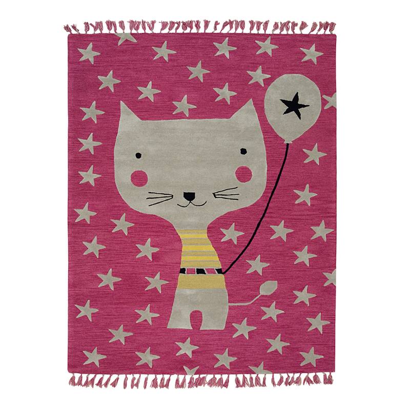 Pink Transitional Animal Children Tufted Area Rug - Elegant and Timeless Design