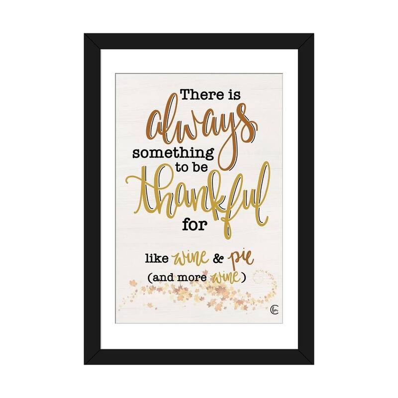 iCanvas "Thankful For Wine And Pie" by Fearfully Made Creations - Black - 32x24x1