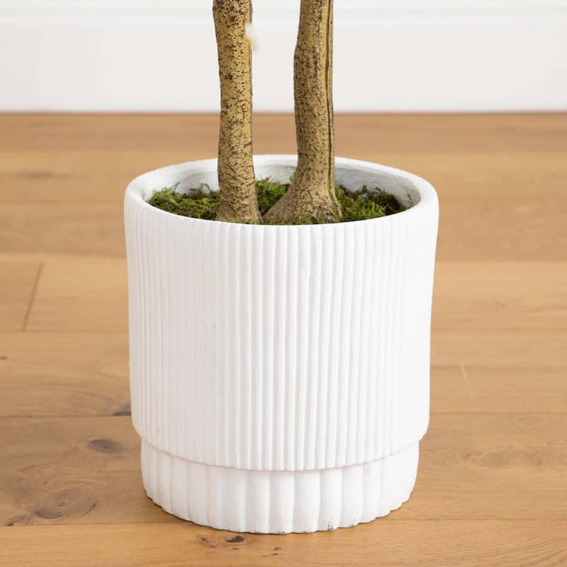 Maple Artificial Tree with White Planter - 6' - Green
