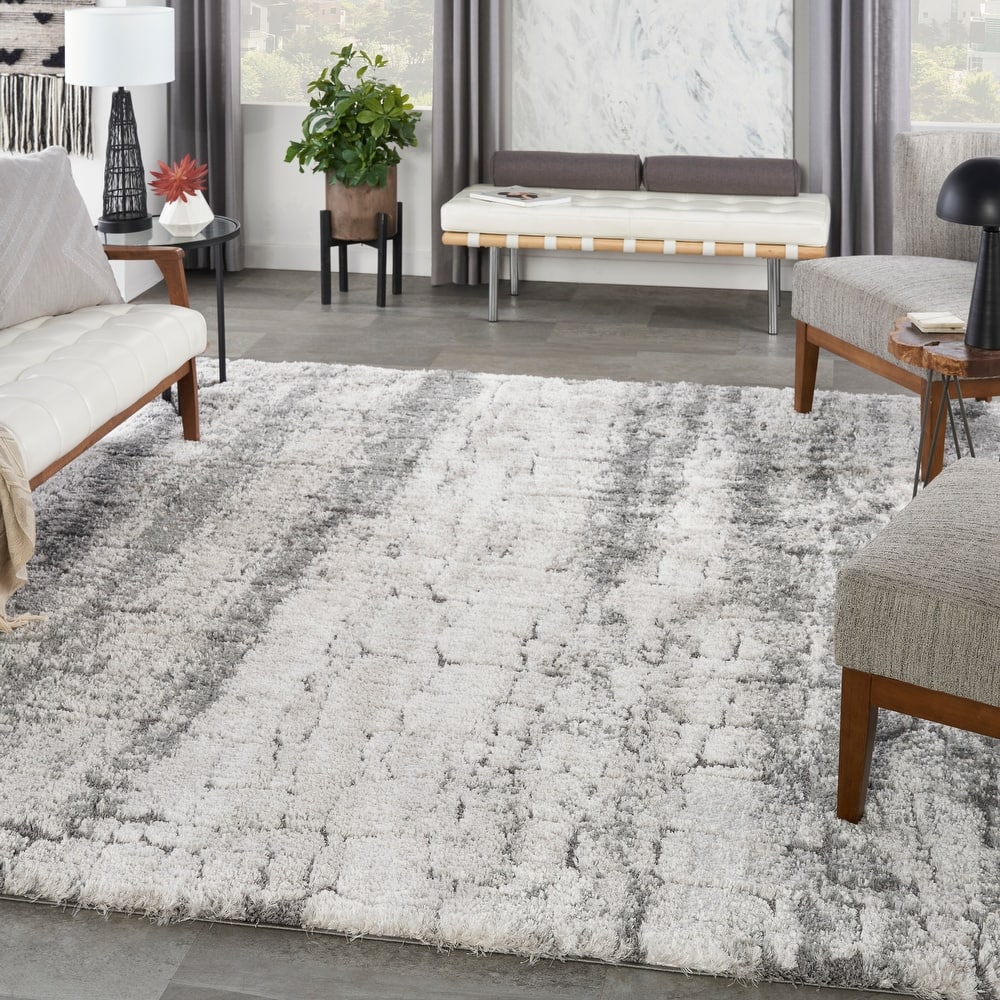 Nourison Luxurious Shag High Pile Contemporary Abstract Area Rug