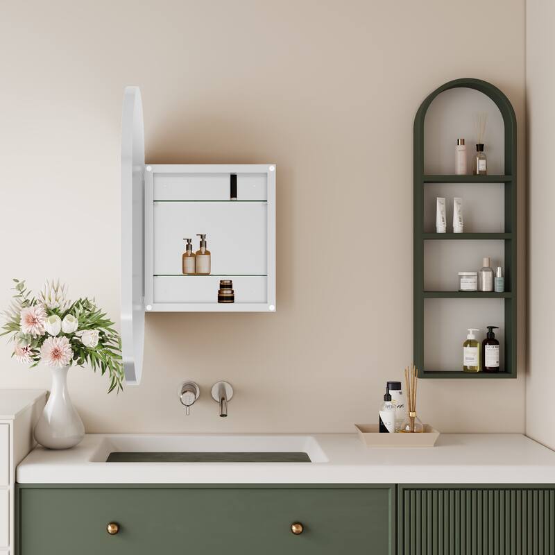Wall Mount Metal Framed Medicine Cabinet with Storage