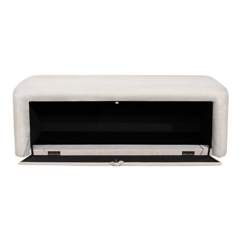 Adeco 49 Inches Side-opening Storage Bench Ottoman with Padded Cushion