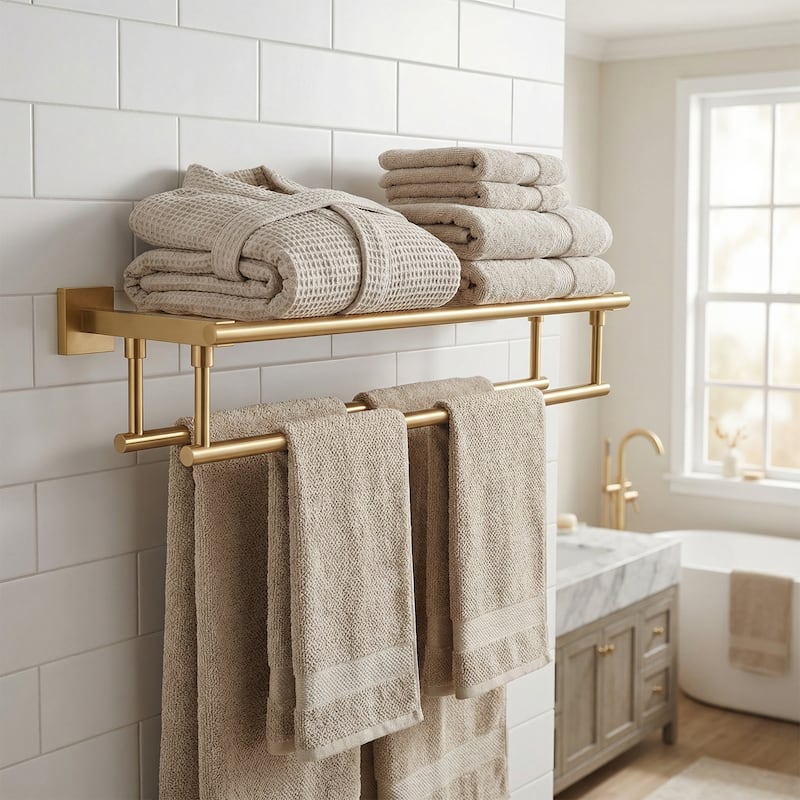 WOWOW Two Towel Holders Wall mounted Towel Rack