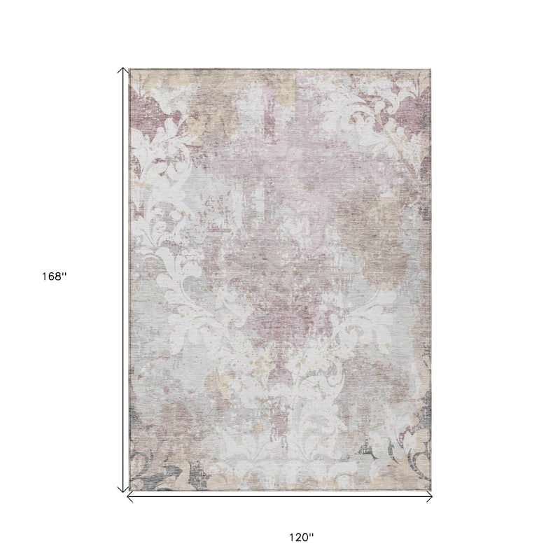 HomeRoots Damask Transitional Rectangle Outdoor Rug