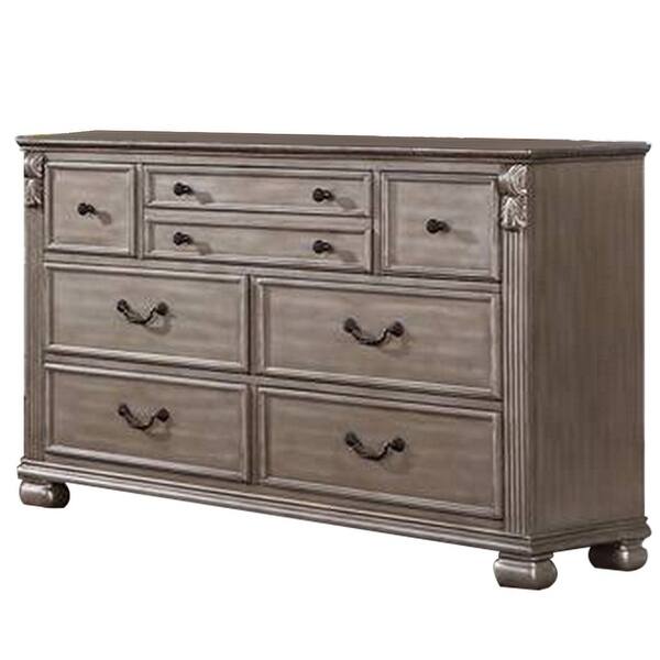 Aza 59 Inch Classic Dresser, 8 Drawers, Metal Drop Handles, Champagne Gold  - Bed Bath & Beyond