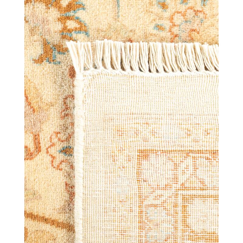 Overton Hand Knotted Wool Traditional Oriental Ivory Area Rug - 6' x 9'