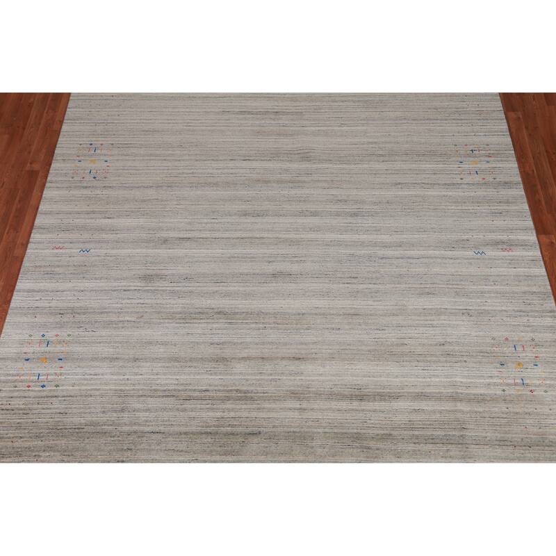 Striped Gabbeh Indian Area Rug Tribal Handmade Wool Carpet - 9'1" x 11'9"