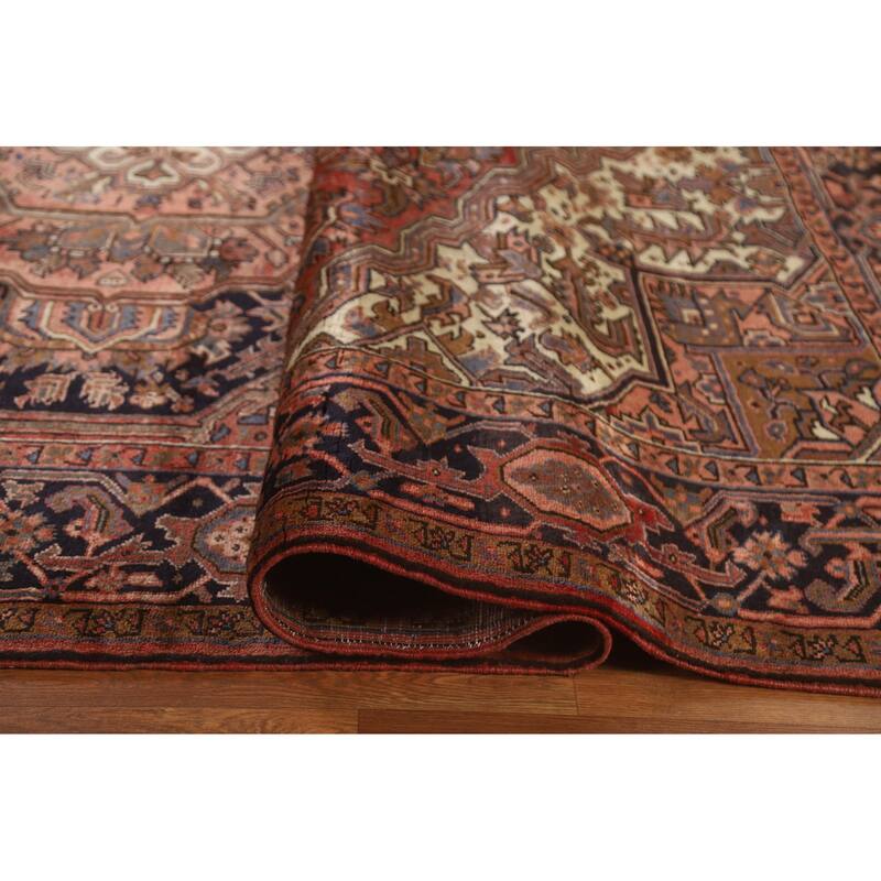 Hand Knotted Oriental 100% Wool Carpet Traditional Medallion Red Heriz Area Rug - 12' 9'' X 10' 0''