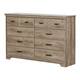 Versa Country Cottage 8-drawer Double Dresser - Weathered Oak