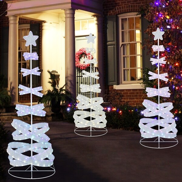 Gymax Pre-lit Spiral Christmas Tree Light Up Artificial Tree w