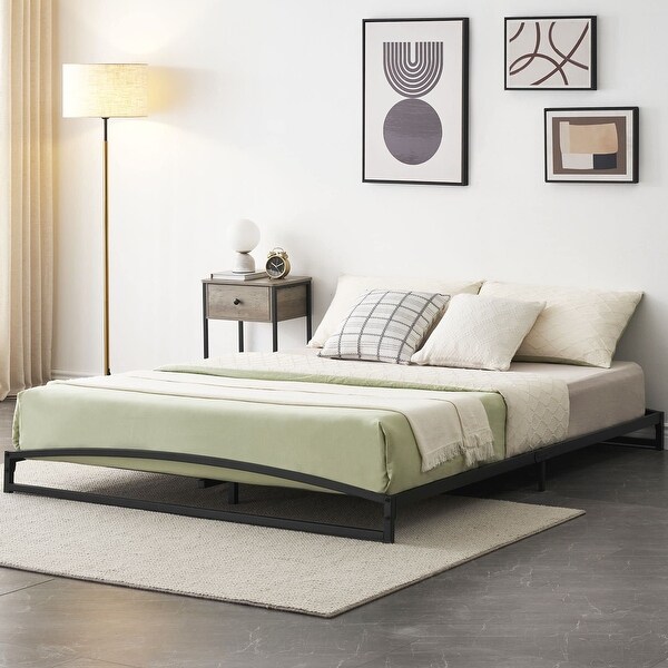 Heavy Duty Metal Platform King Bed Frame Low Profile - On