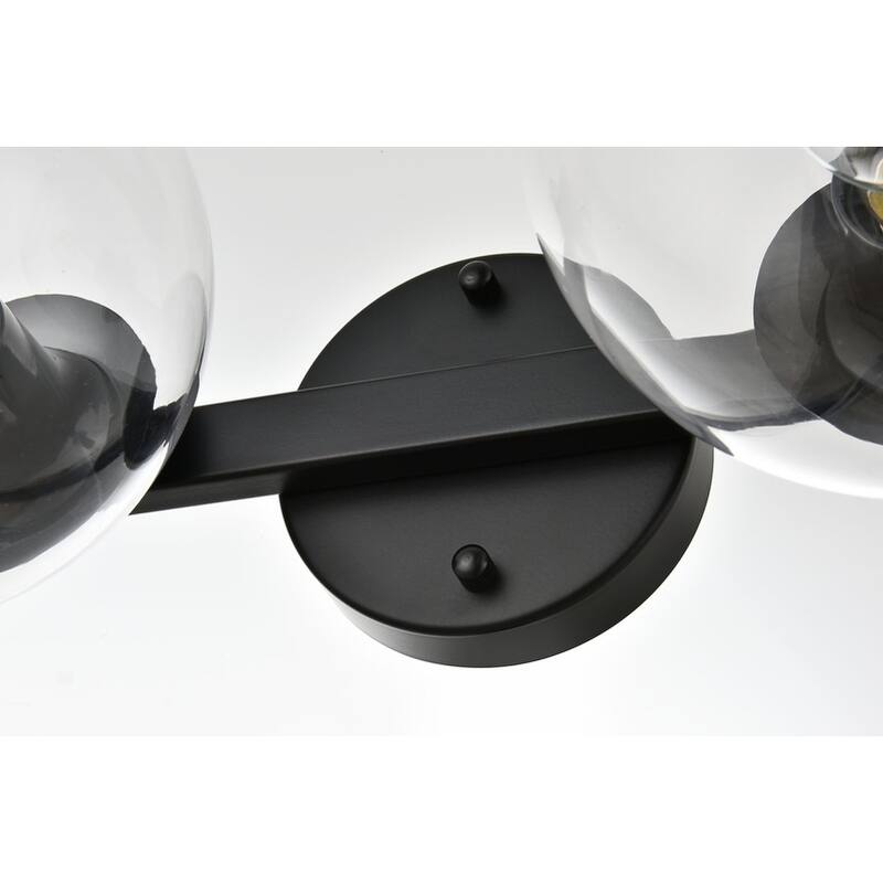 Roger 1 Light Black and Clear Bath Sconce