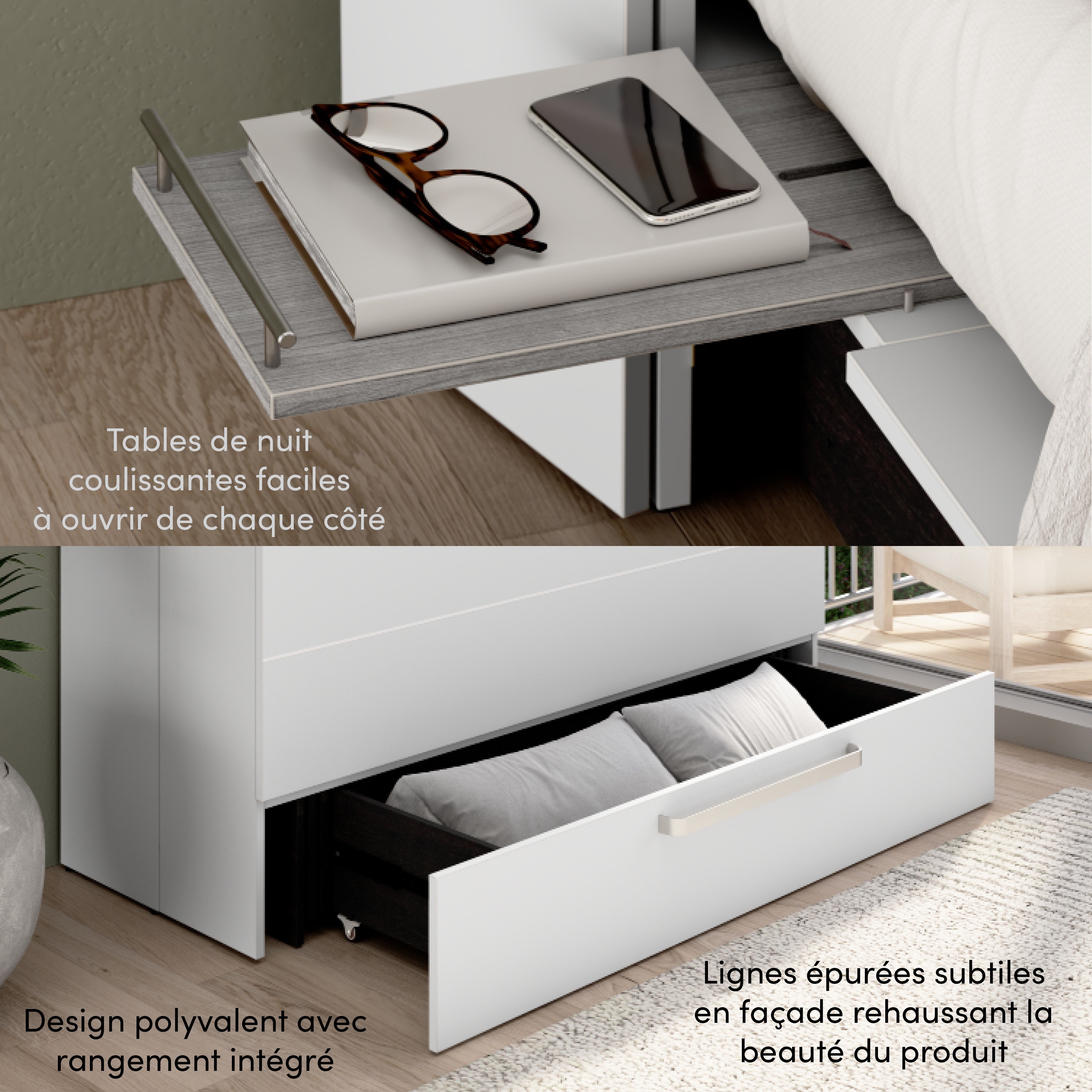 Bestar Borealis 63W Queen Murphy Cabinet Bed with Drawer and