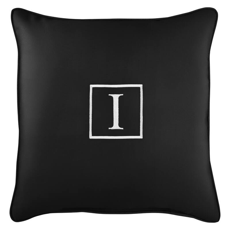 Monogram Corded Single Square Pillow by Havenside Home - "I" - Black