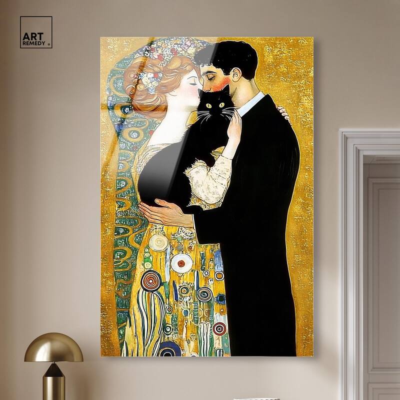 Kiss with Cat Acrylic by Art Remedy, Ready to Hang