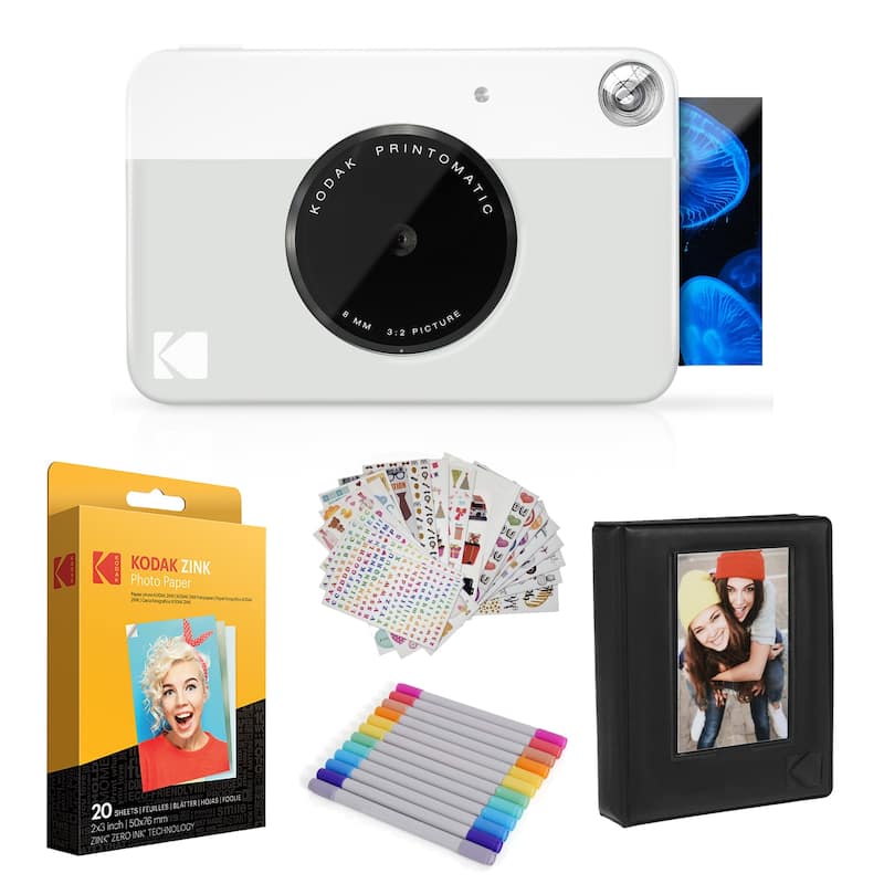 Kodak Printomatic Instant Print Camera, Photo Paper (20 Sheets) & Accessories Art Bundle - N/A - Blue