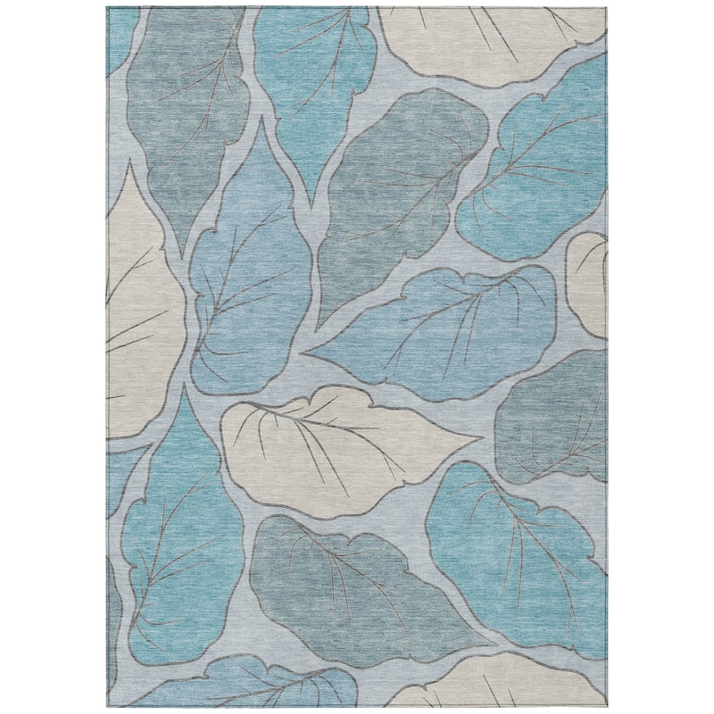 Machine Washable Indoor/ Outdoor Contemporary Floral Chantille Rug