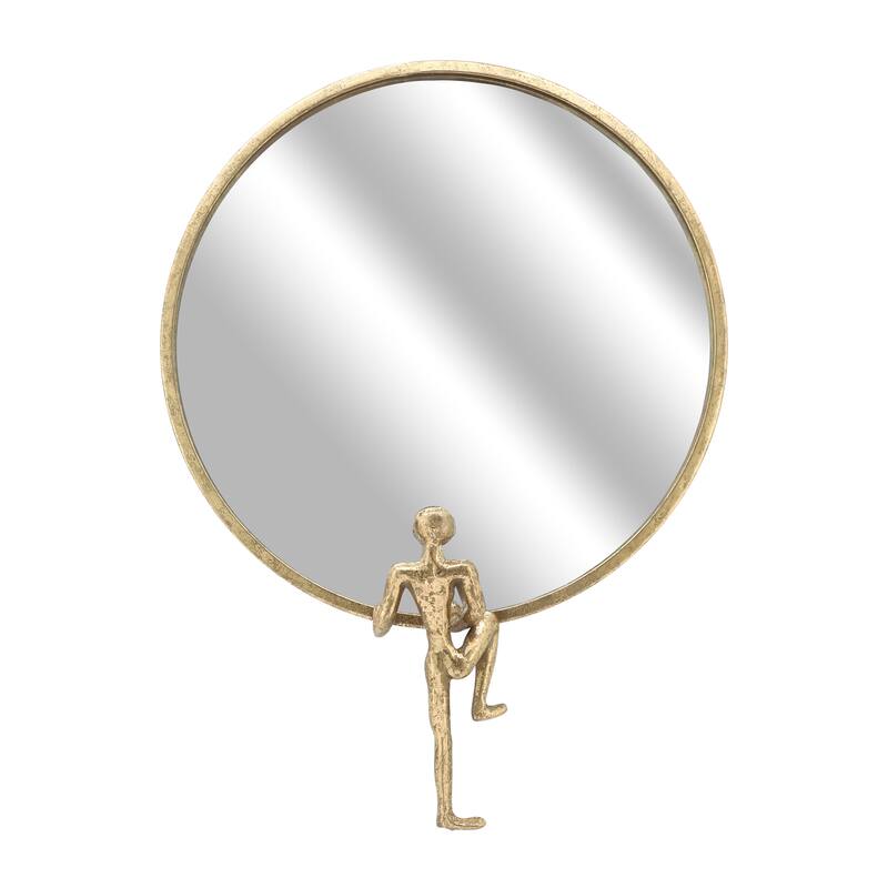 Sagebrook Home Round Iron Metal Mirror with Man Decor - 18" x 3" x 24"