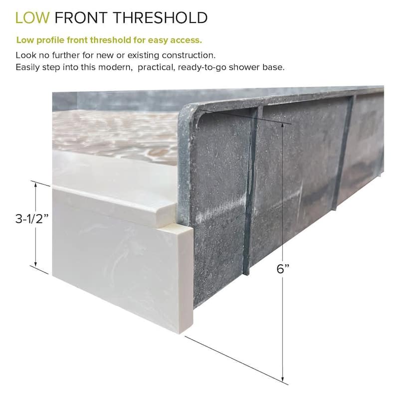 Transolid FPT6032R 60" x 32-1/4" Rectangular Shower Base with Single