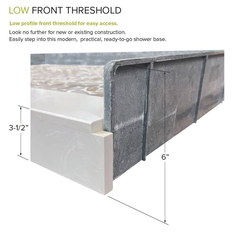 Transolid FPT6036C Pre-Tiled 60" x 36-1/4" Rectangular Shower Base