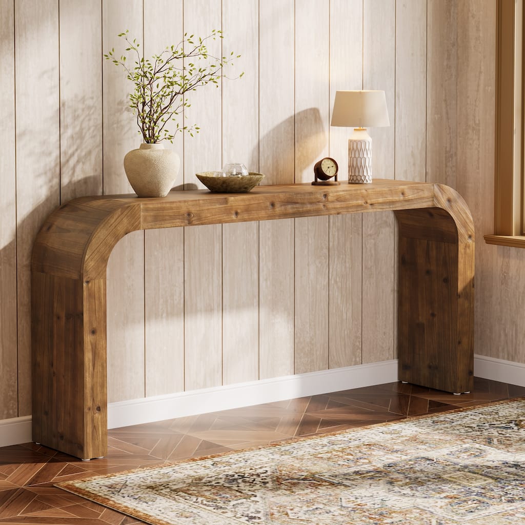 Solid Wood Console Table, 70.87-Inch Farmhouse Sofa Table