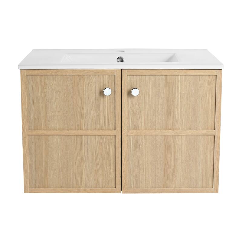 30" Wall-Mounted Bathroom Vanity whit Ceramic Sink