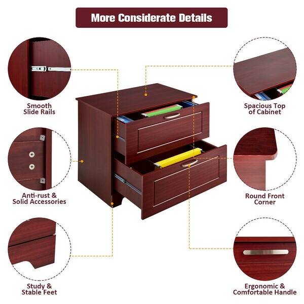 Shop 2 Drawer Lateral File Cabinet W Adjustable Pole On Sale Overstock 31689391 Brown