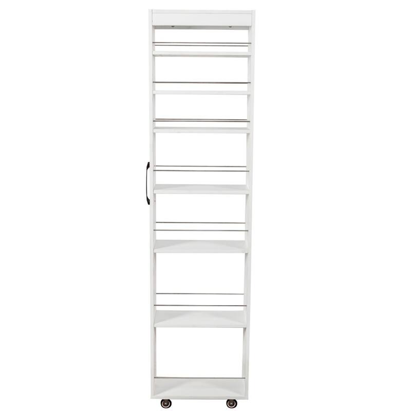 7 Tier Multi-functional Pull-out Storage Single-sided Open Shelf with Casters