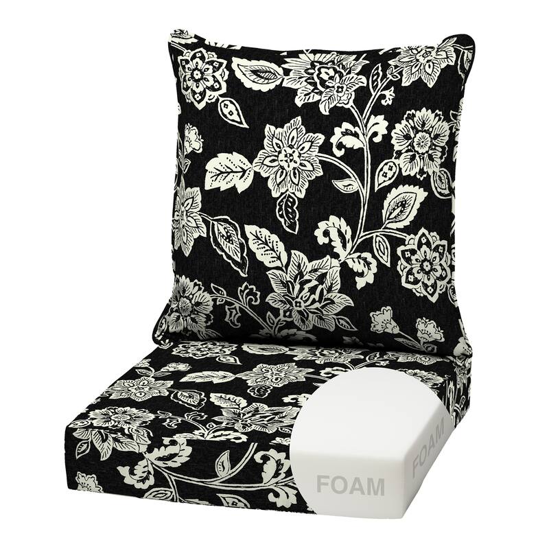 ARDEN Outdoor Foam Deep Seat Cushion Set, 22 in x 24 in - Ashland Black Jacobean