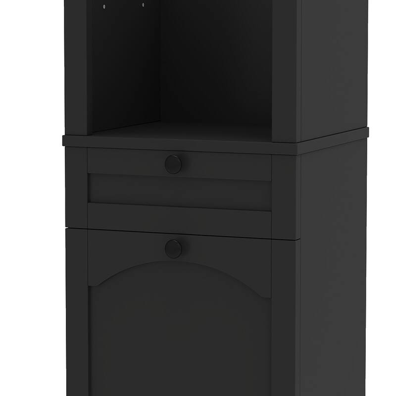 53 Inch Tall Tilt Out Laundry Hamper Cabinet with Hidden Basket and Storage Drawer