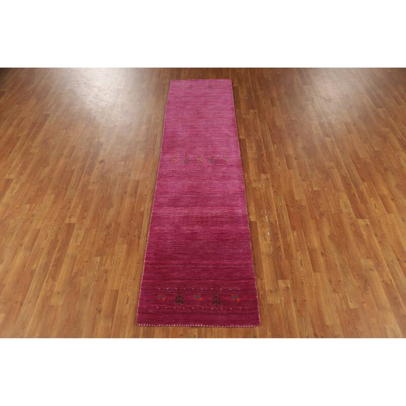 Violet Tribal Gabbeh Indian Runner Rug Handmade Wool Carpet - 2'4" x 9'8"
