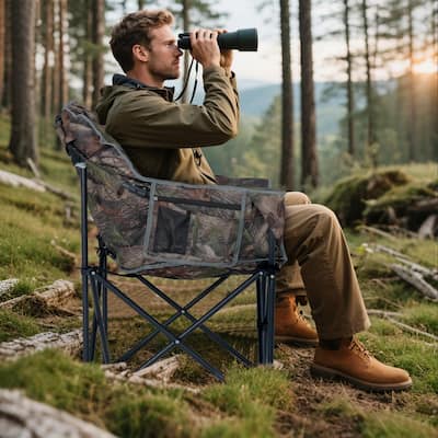 Heated Camping Chair with Headrest Pad, Supports 500lbs, Camping Patio