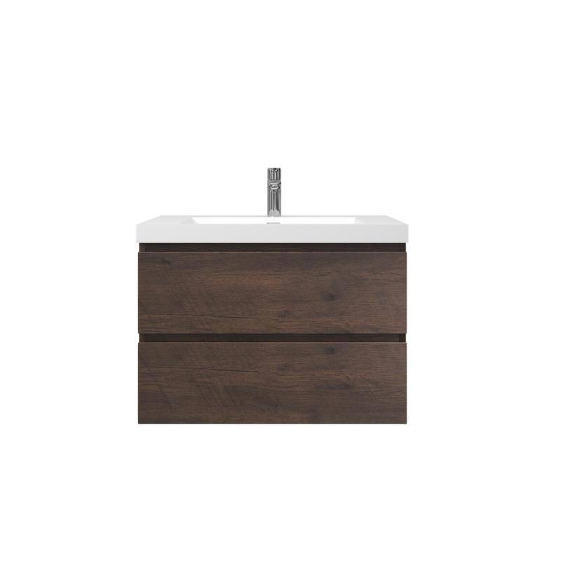 ABRUZZO 24" Floating Single Bathroom Vanity Wall-Mounted with Integrated Resin Top Basin 2 Soft Close Drawers Full Assembly