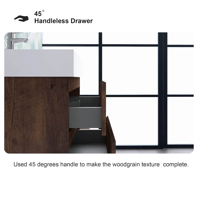 Floating Bathroom Vanity with Solid Surface Top