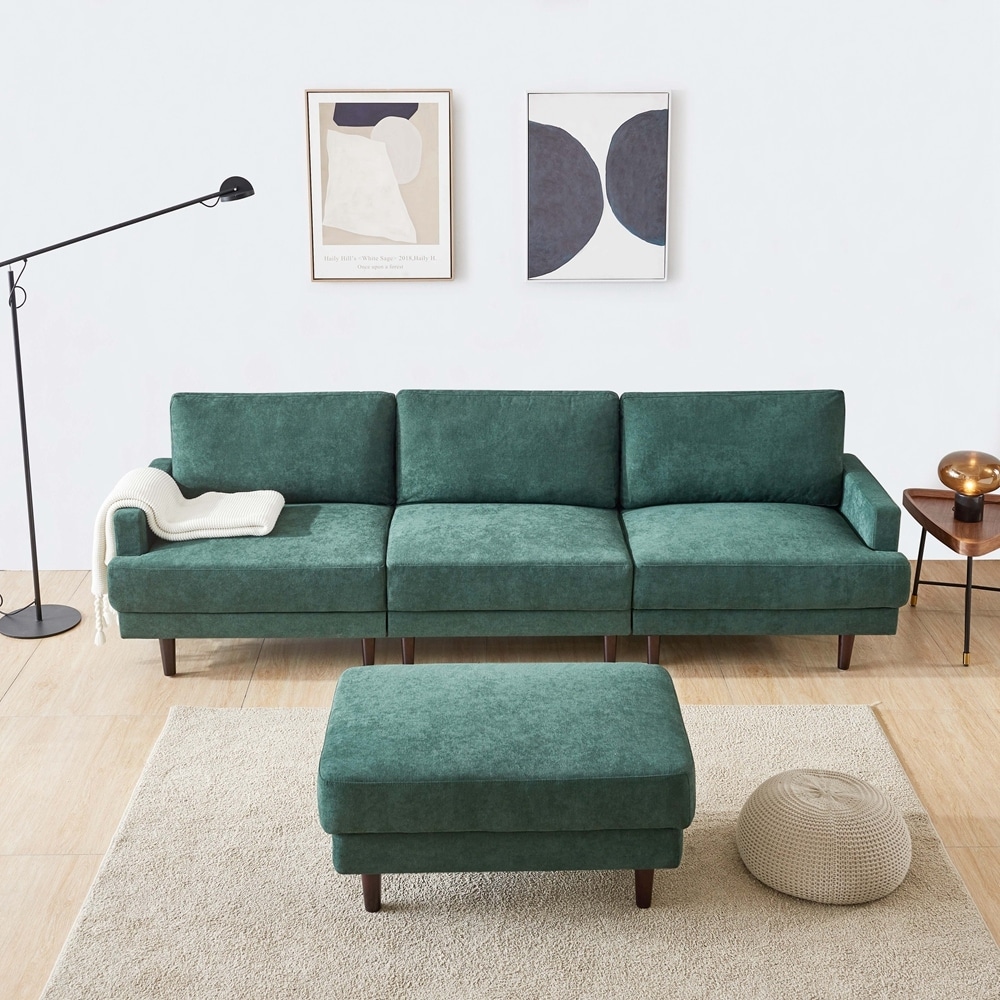 Modern fabric sofa 3 seater with ottoman
