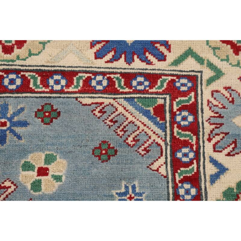 Light Blue Kazak Oriental Rug Hand-Knotted Living Room Wool Carpet - 4'10" x 6'7"
