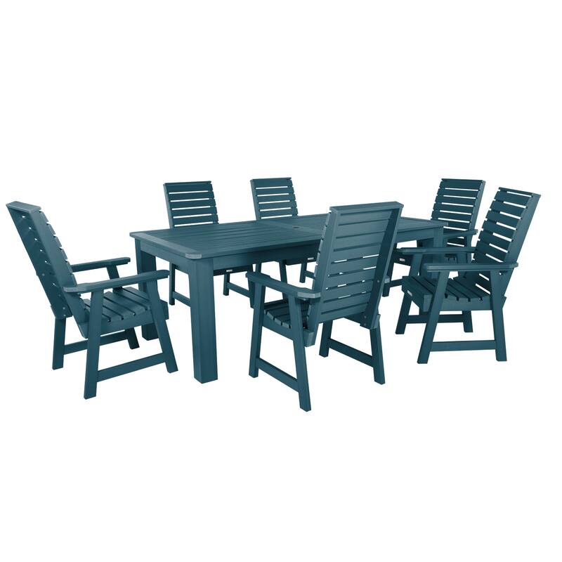 Weatherly 7-Piece Outdoor Dining Height Set - 42" x 84" - Nantucket Blue