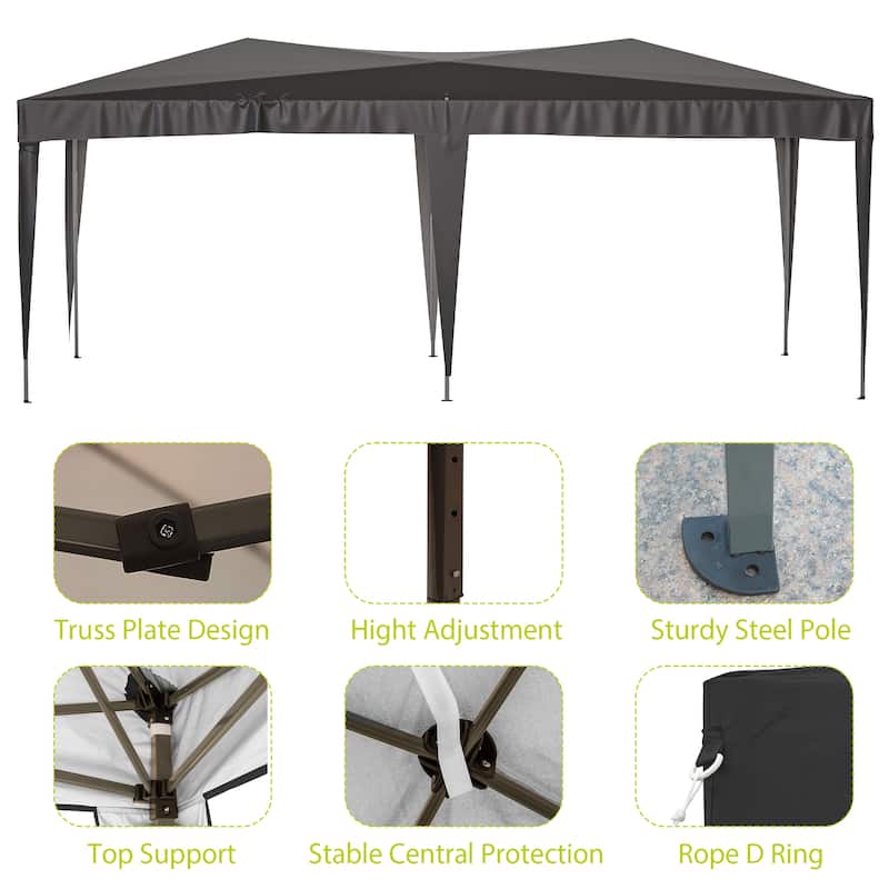 10 ft. x 20 ft. Pop Up Canopy Outdoor Portable Party Wedding Tent with 6 Removable Sidewalls and Carry Bag + 6pcs Weight Bag
